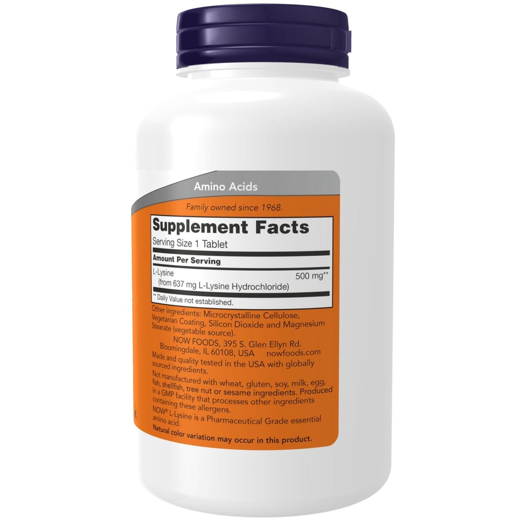 Now Foods L-Lysine 500mg 250 Comprimés - 0102