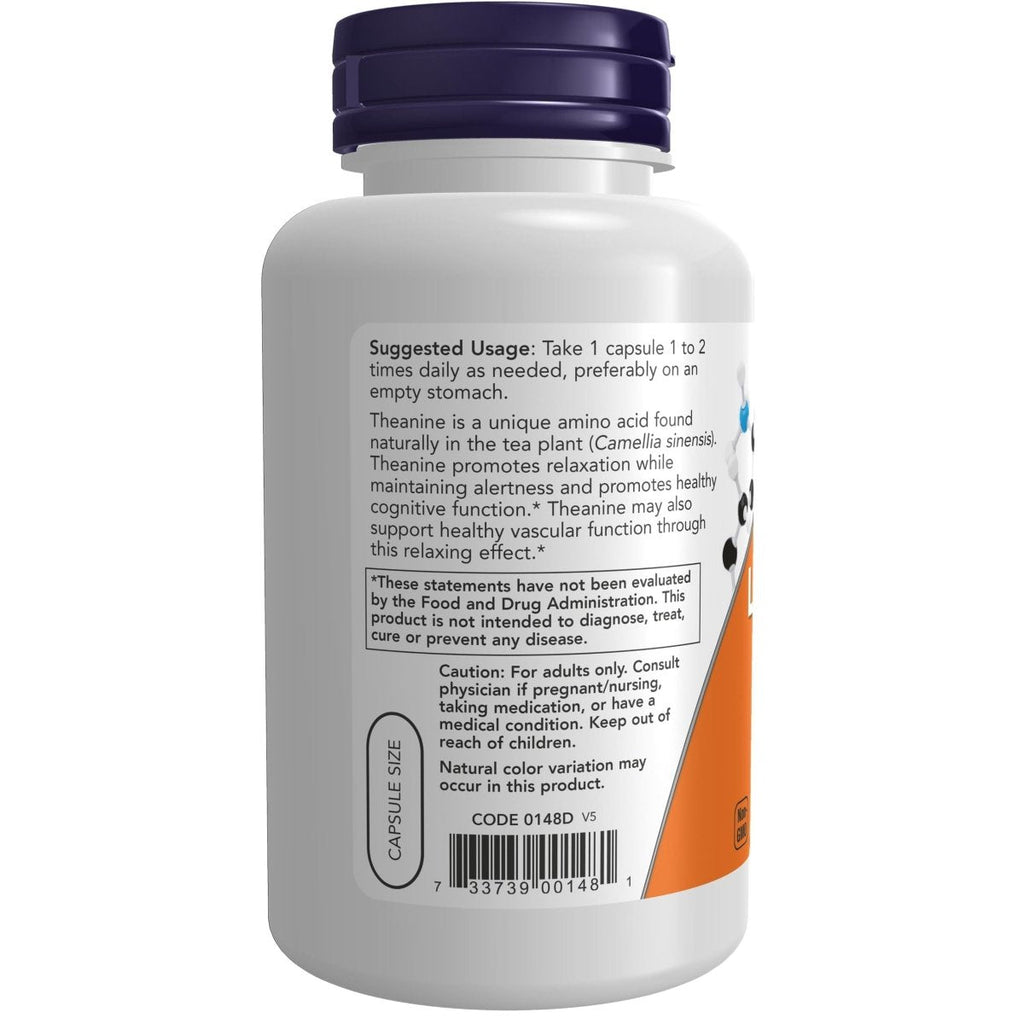 Now Foods L-Théanine Double Concentration 200 mg 120 gélules végétales - 0148