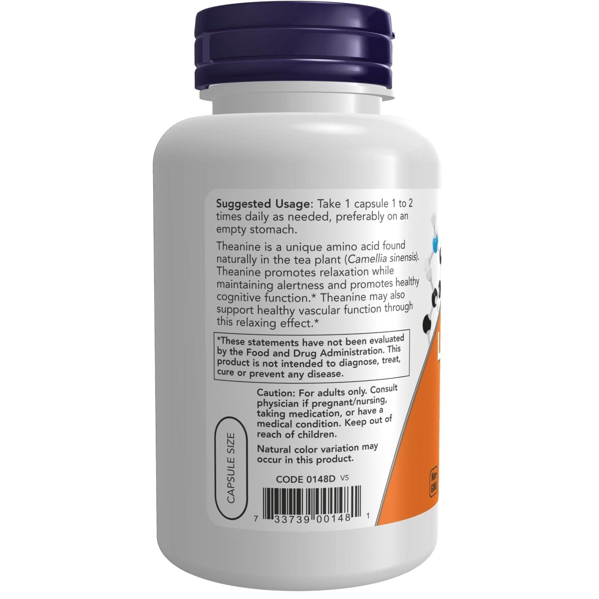 Now Foods L-Théanine Double Concentration 200 mg 120 gélules végétales - 0148