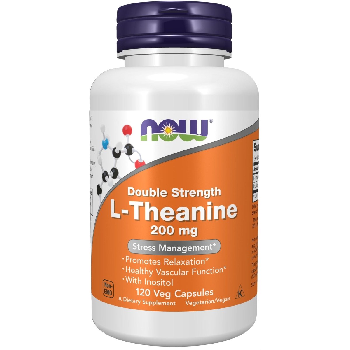 Now Foods L-Théanine Double Concentration 200 mg 120 gélules végétales - 0148