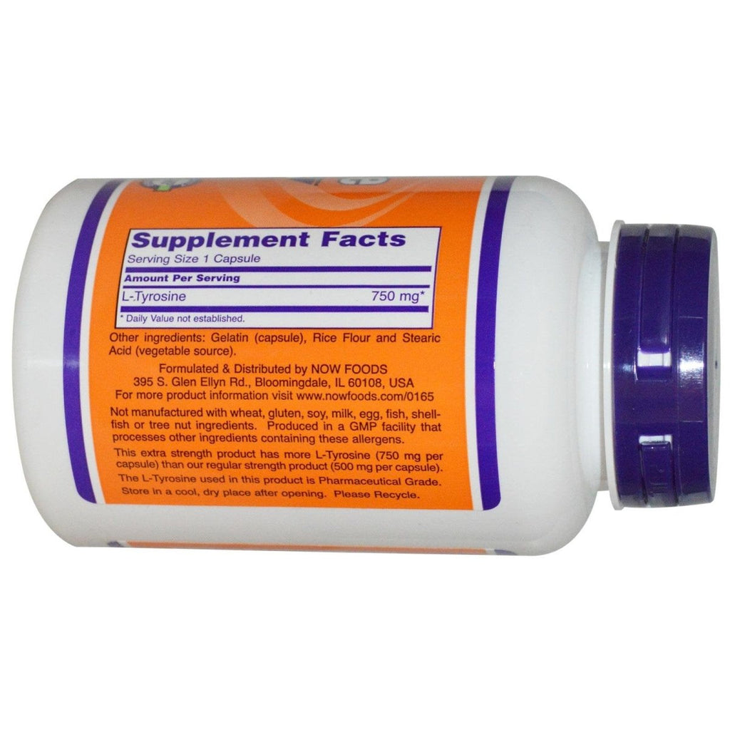 Now Foods L-Tyrosine 750 mg Extra Fort 90 Vcaps - 0165