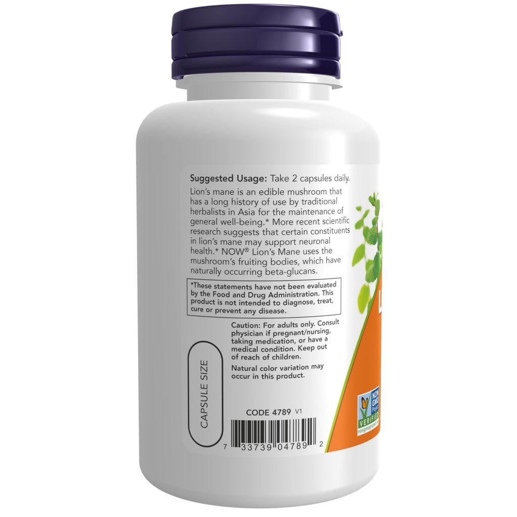 Now Foods Crinière de lion 500 mg 60 gélules végétales