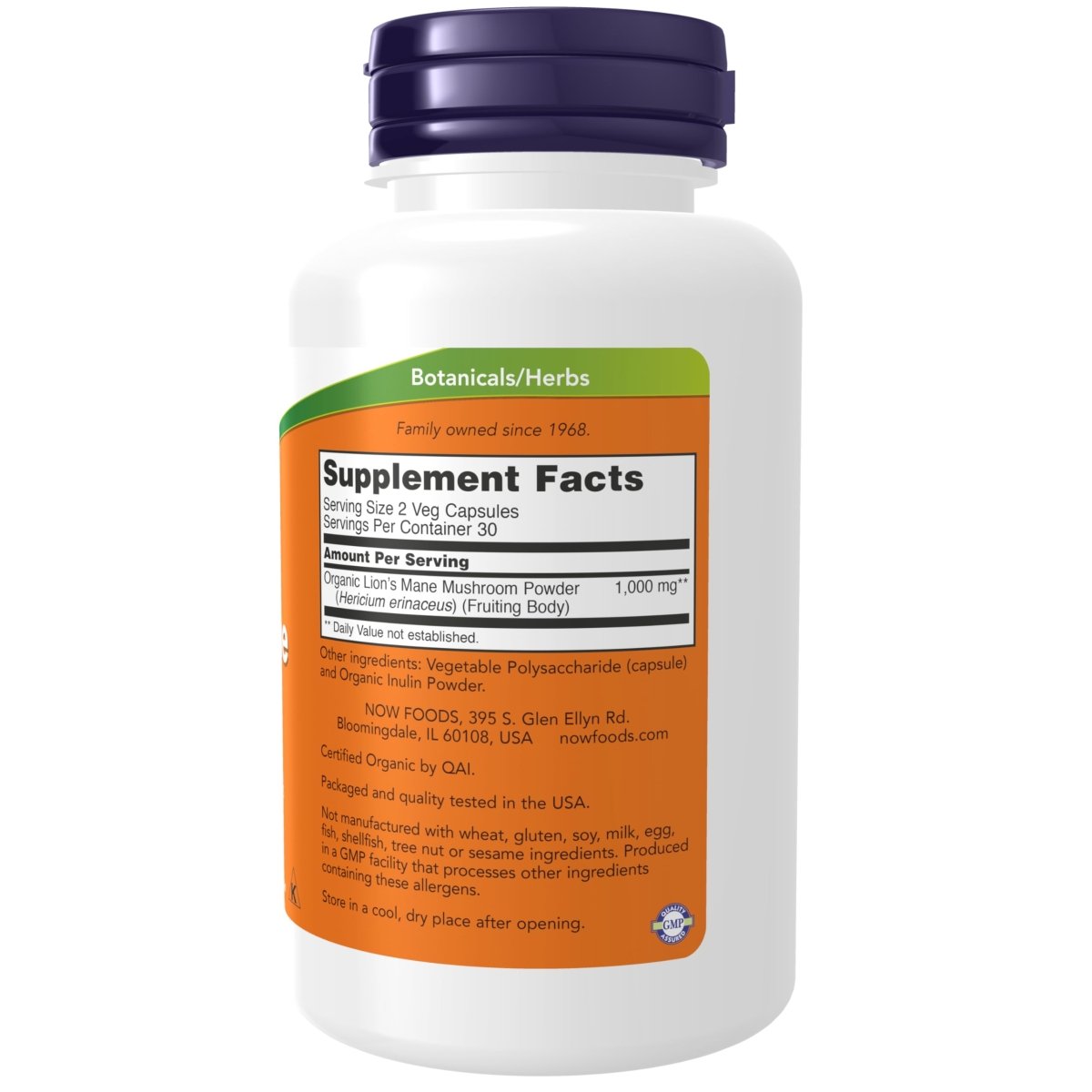 Now Foods Crinière de lion 500 mg 60 gélules végétales