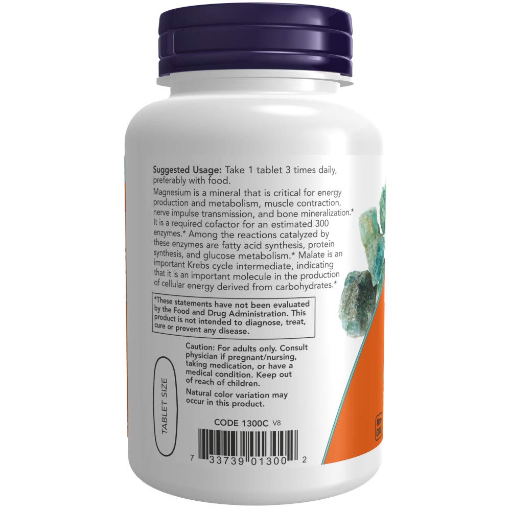 Now Foods Malate de Magnésium 1000 mg 180 Comprimés - 1300