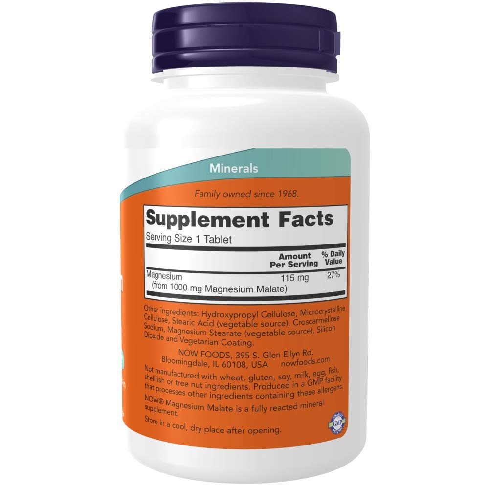 Now Foods Malate de Magnésium 1000 mg 180 Comprimés - 1300