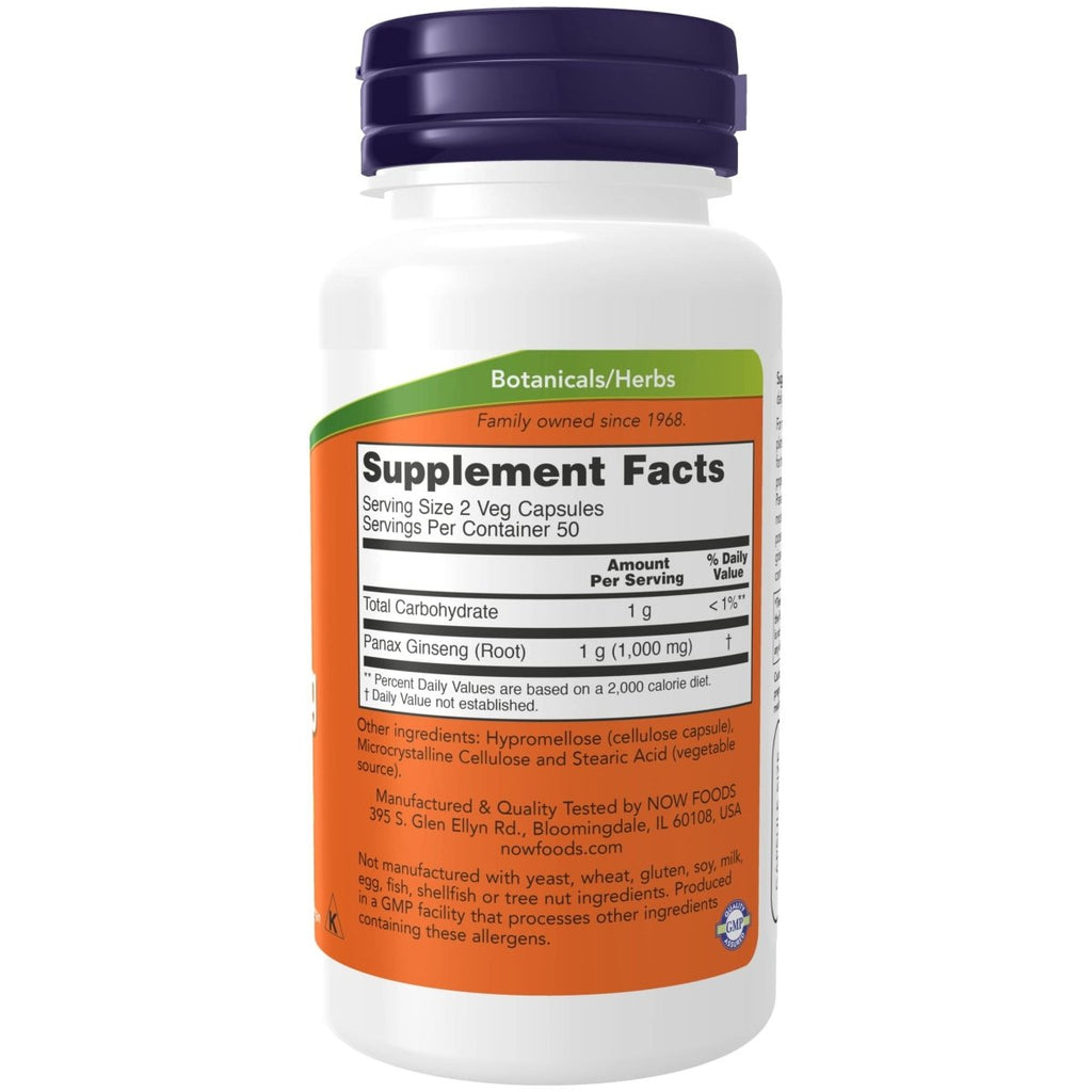 Now Foods Ginseng Panax 500 mg 100 gélules végétales - 4012