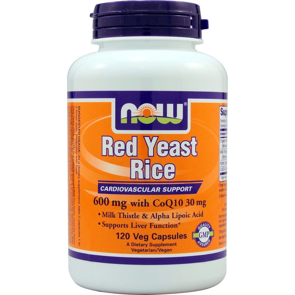 Now Foods Riz Rouge Fermenté 600 mg avec CoQ10 30 mg 120 Vcaps - 3334