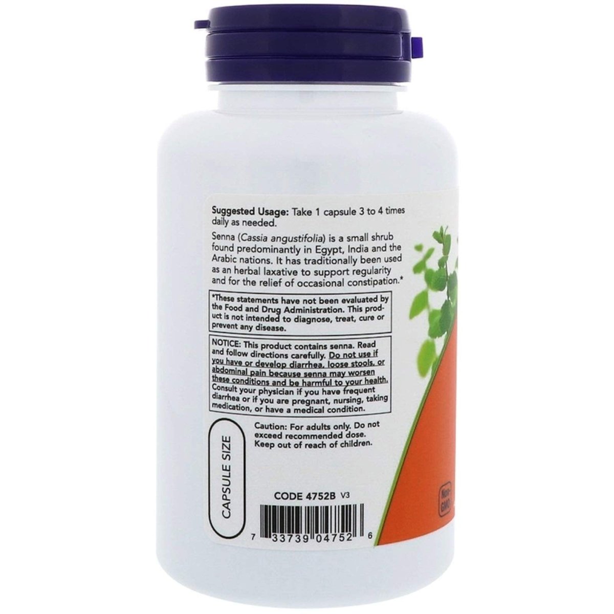 Now Foods Feuilles de séné 470 mg 100 Vcaps - 4752