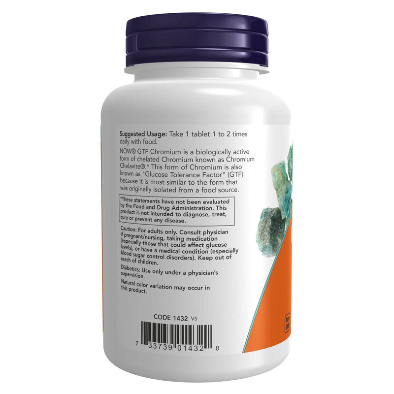 Now Foods GTF Chrome 200 mcg Sans Levure 250 Comprimés - 1432