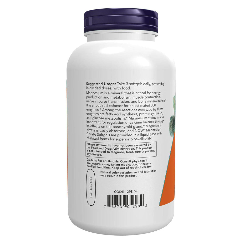 Now Foods Citrate de Magnésium 180 Gélules - 1298
