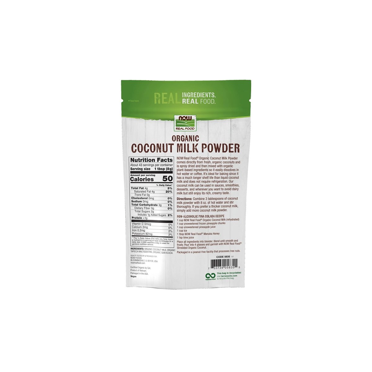 Now Real Food Lait de Coco Biologique en Poudre 12 Oz - 5835