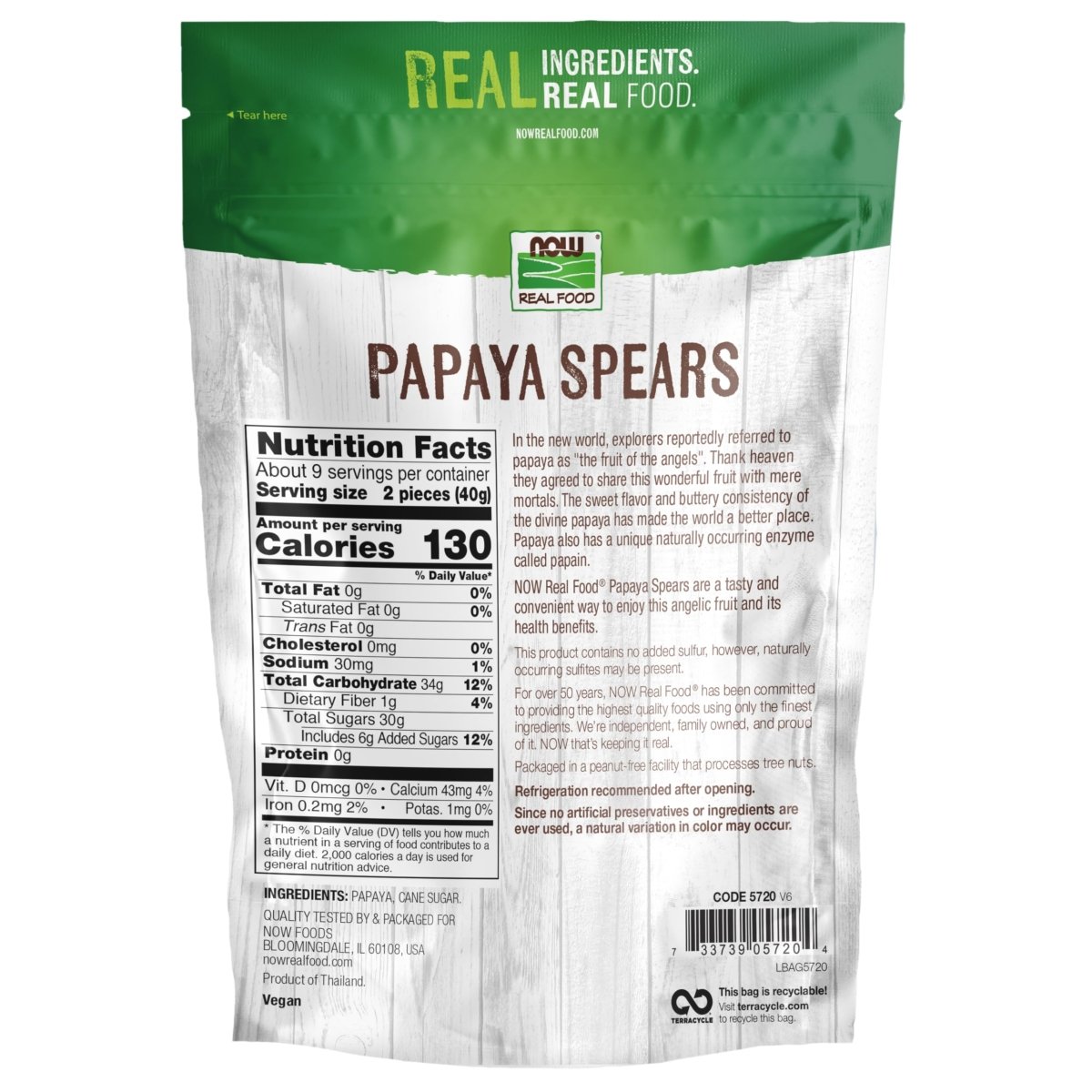Now Real Food Lances de papaye 12oz - 5720