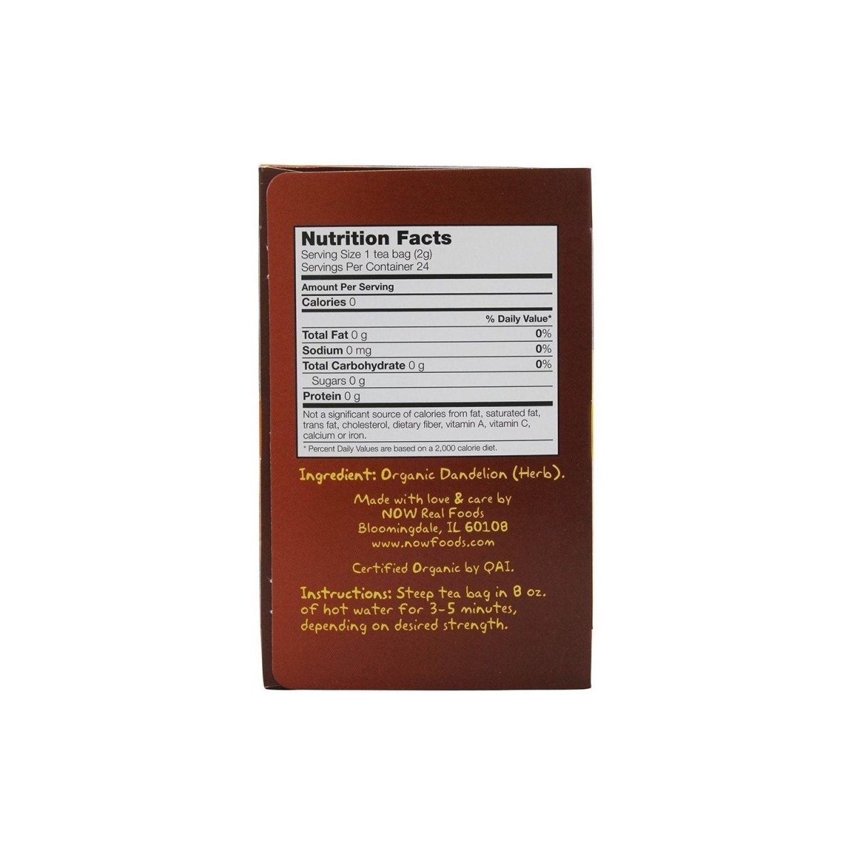 Now Real Tea Tisane de Pissenlit Biologique 24 Sachets - 4222