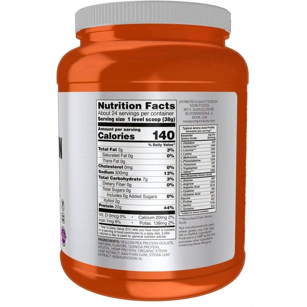 NOW Sports Nutrition, Complexe de protéines végétales 22 g, Poudre de vanille crémeuse, 2 livres
