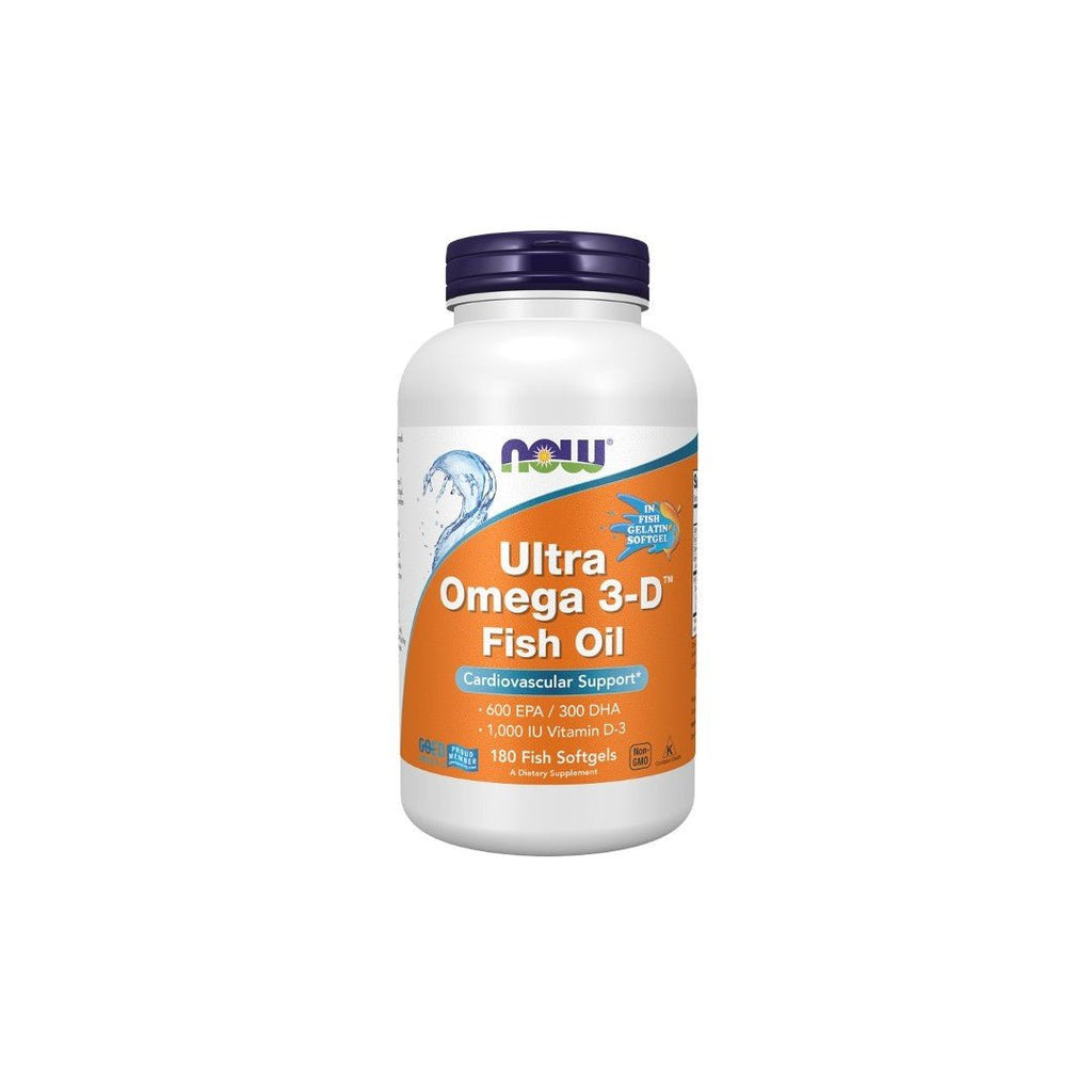 NOW Supplements, Ultra Omega 3-D?, Huile de Poisson Oméga-3 + Vitamine D-3, Soutien Cardiovasculaire*, 180 Gélules
