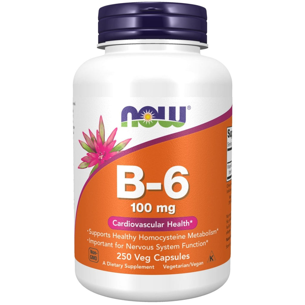 NOW Supplements, Vitamin B-6 (Pyridoxine HCl) 100 mg, Cardiovascular Health, 250 Veg Capsules