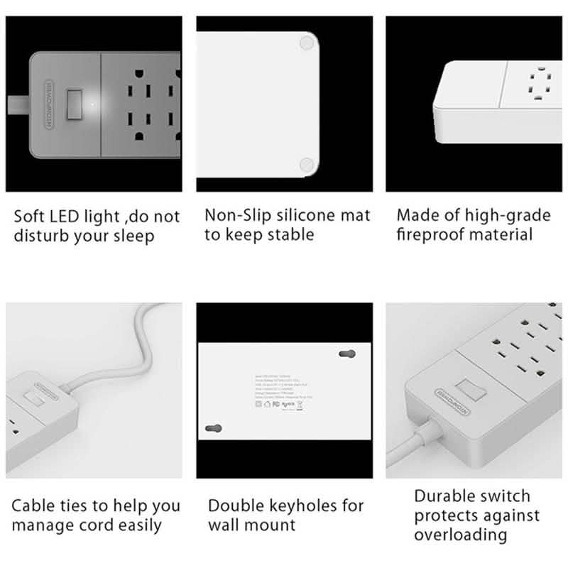 Prise électrique NTON Power USP US, 8 prises CA avec chargeur USB