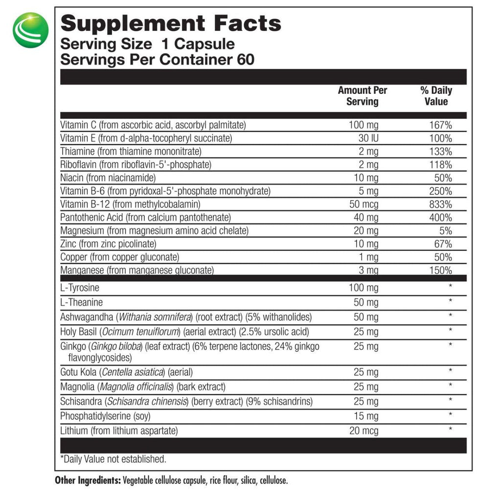 Nutra BioGenesis - AdrenoActive - - Gluten Free - 60 Capsules
