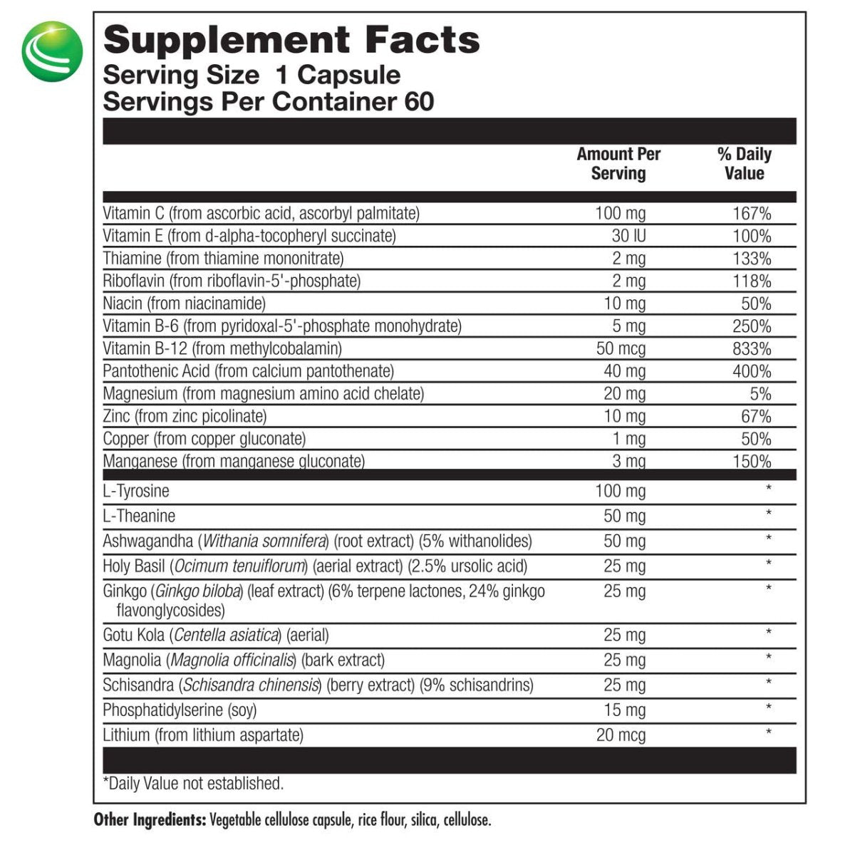 Nutra BioGenesis - AdrenoActive - - Gluten Free - 60 Capsules
