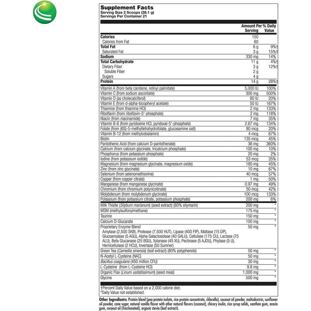 Nutra BioGenesis - BioCleanse Plus - Enzymes digestives, chardon-marie et mélange de protéines végétales pour la digestion, la détoxification et la purification du foie - Sans gluten, poudre - 1,9 lb