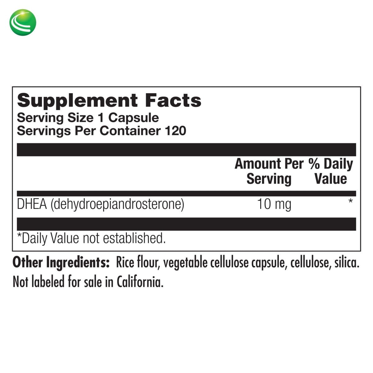 Nutra BioGenesis - DHEA TR - - 10 mg, 120 gélules