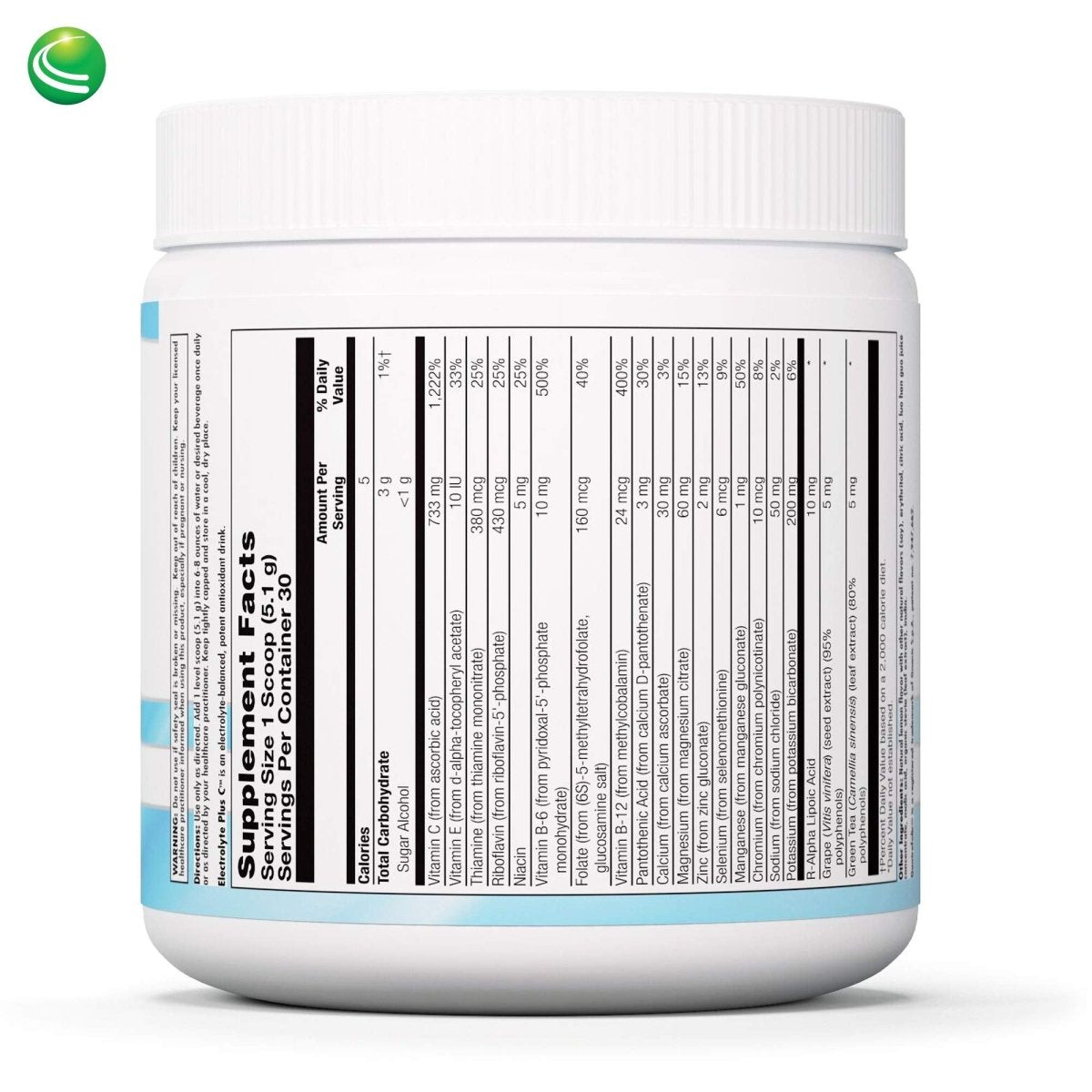Nutra BioGenesis - Electrolyte Plus C - Délicieuse poudre d'électrolytes avec oligo-éléments, vitamines et antioxydants végétaux - Sans gluten - 154,2 g