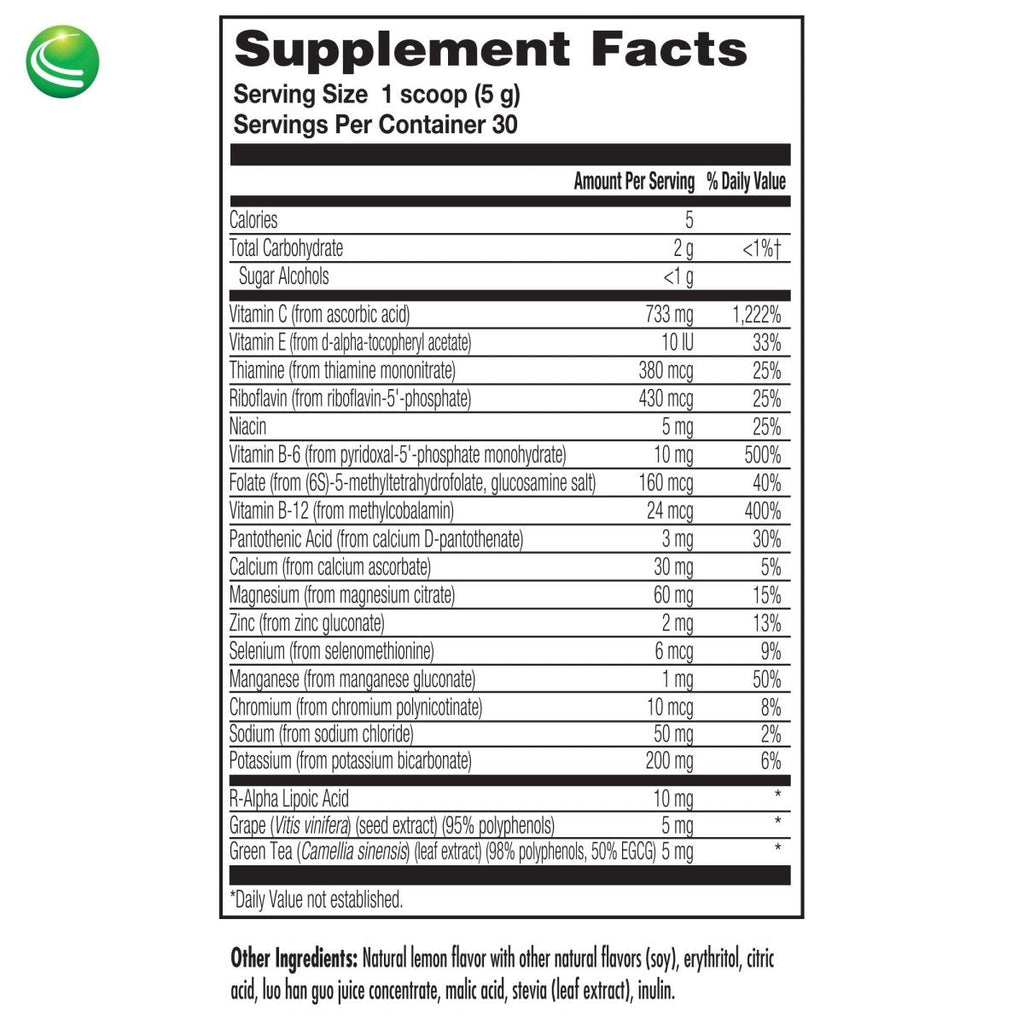 Nutra BioGenesis - Electrolyte Plus C - Délicieuse poudre d'électrolytes avec oligo-éléments, vitamines et antioxydants végétaux - Sans gluten - 154,2 g