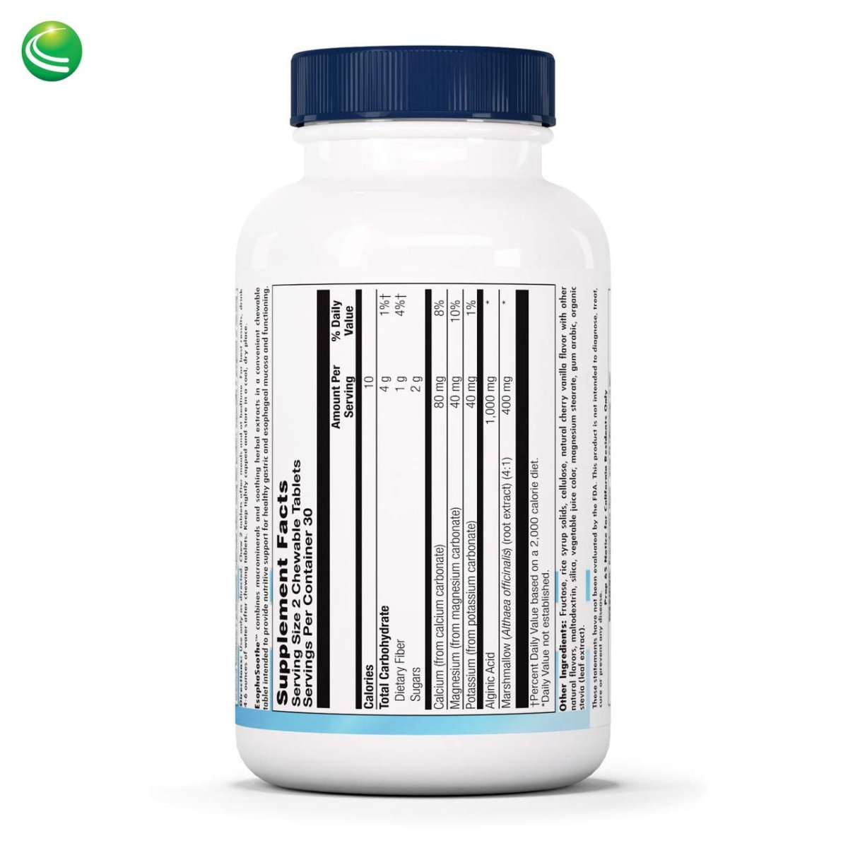 Nutra BioGenesis - Comprimés à croquer EsophaSoothe - Saveur Cerise Vanille, Sans gluten - 60 Comprimés à croquer