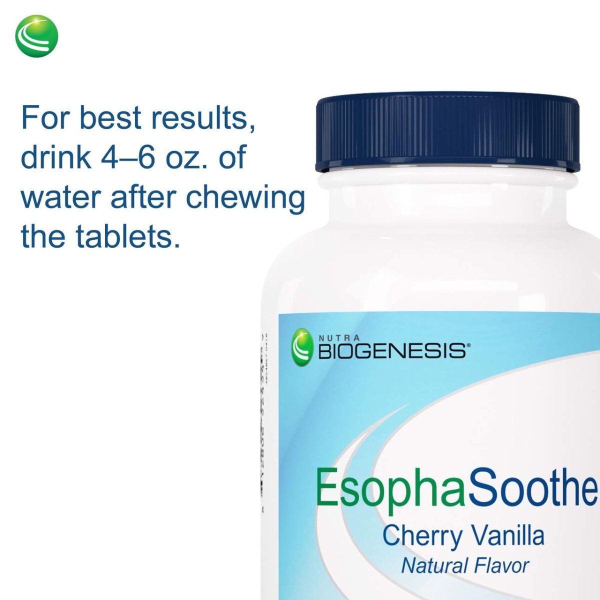 Nutra BioGenesis - Comprimés à croquer EsophaSoothe - Saveur Cerise Vanille, Sans gluten - 60 Comprimés à croquer