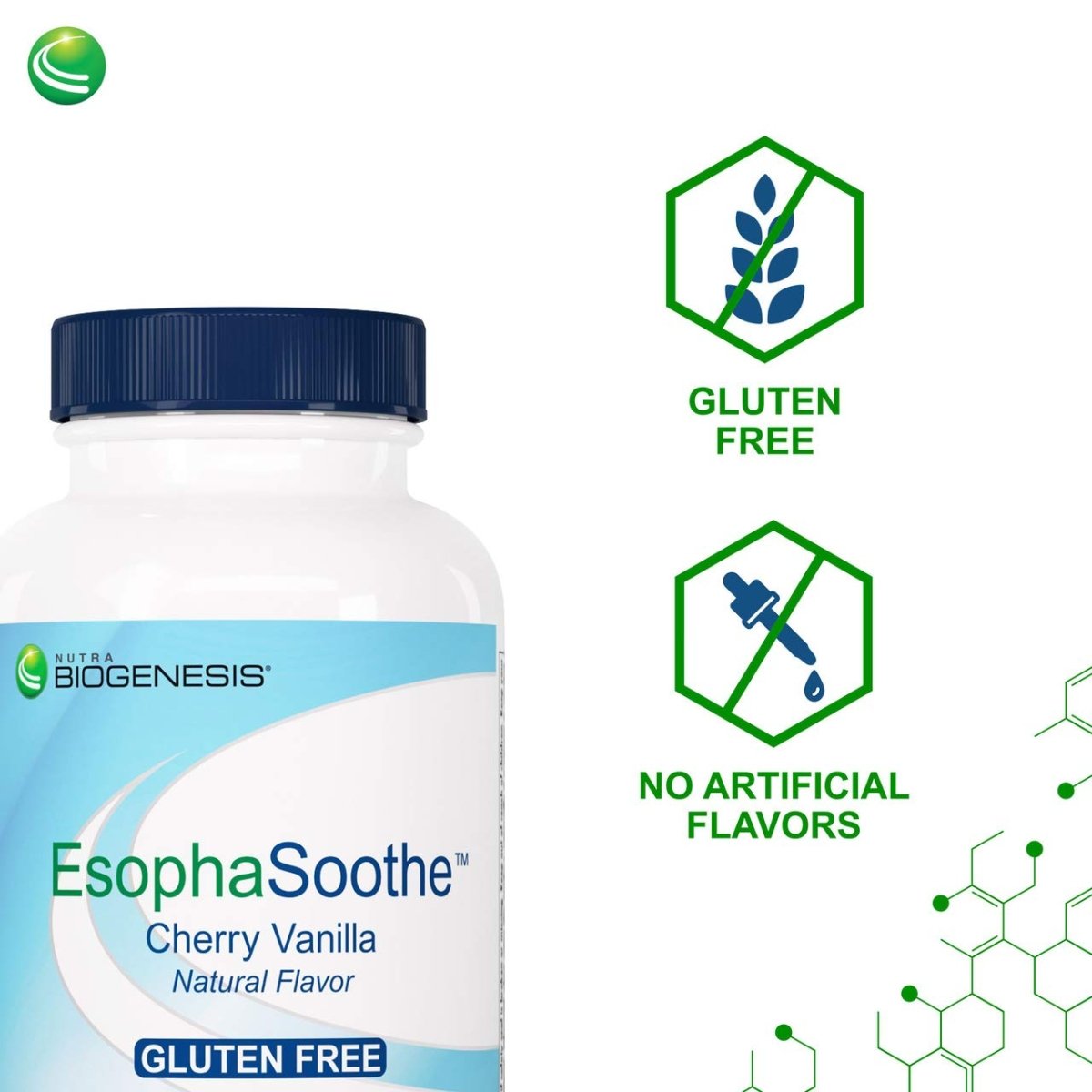 Nutra BioGenesis - Comprimés à croquer EsophaSoothe - Saveur Cerise Vanille, Sans gluten - 60 Comprimés à croquer