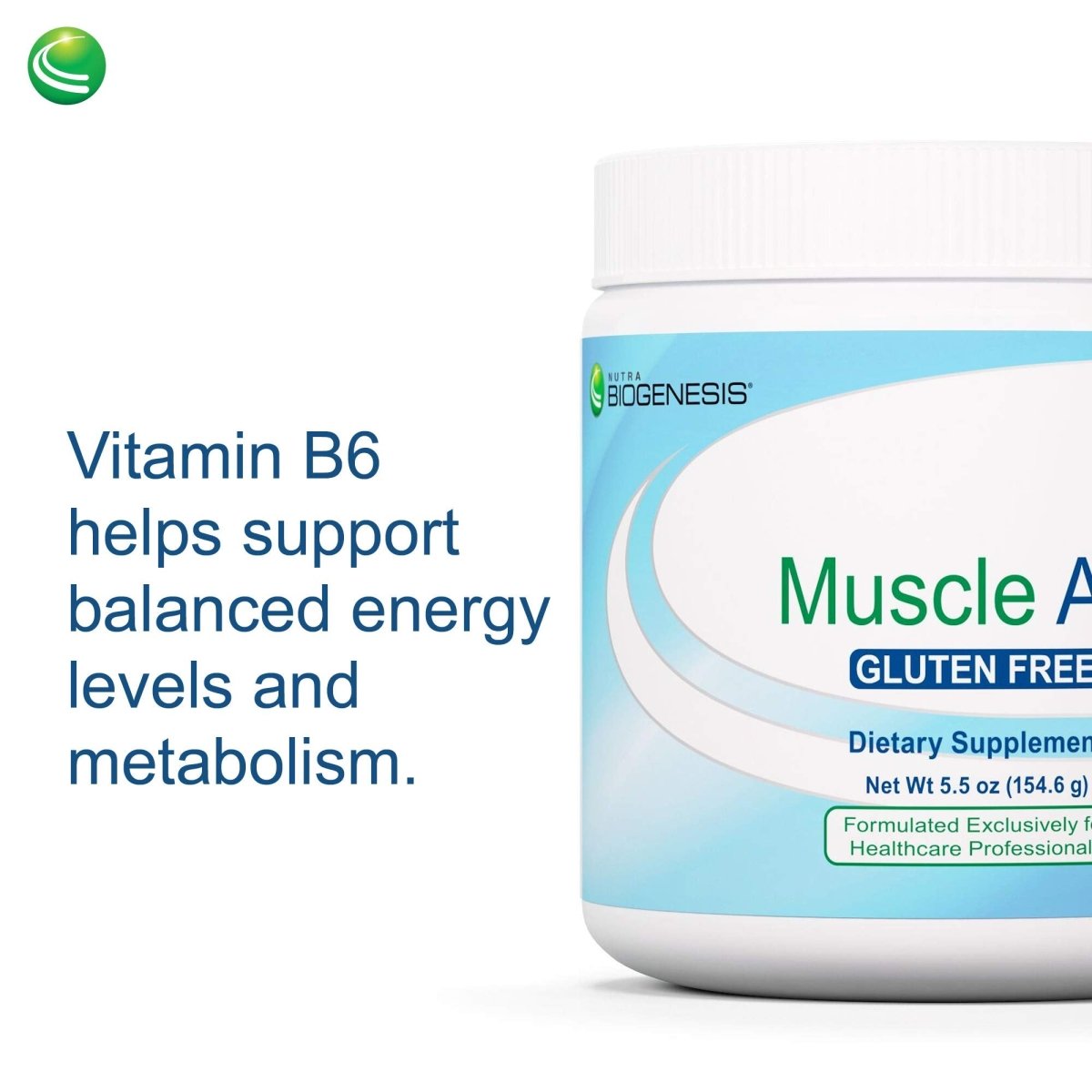 Nutra BioGenesis - Muscle Aid - Acide Malique, Vitamines B, Acides Aminés et Électrolytes pour l'Énergie Cellulaire et le Soutien Musculaire - Sans Gluten - 153 g