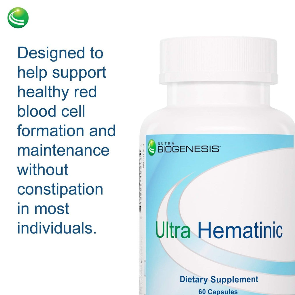 Nutra BioGenesis - Ultra Hematinic -, Soutien des globules rouges et énergie - 60 capsules