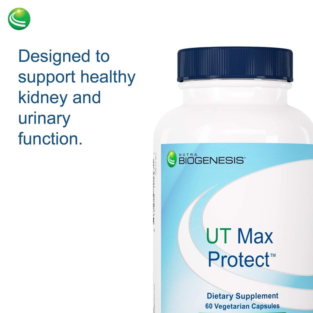 Nutra BioGenesis - UT Max Protect - Extrait de canneberge, D-mannose, busserole et vitamine A pour le soutien des voies urinaires, la santé rénale et le confort de la vessie - Sans gluten, végétalien, sans OGM - 60 gélules
