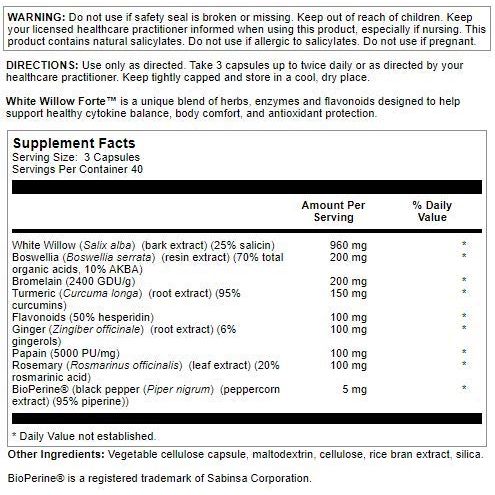 Nutra BioGenesis - Saule Blanc Forte - 120 Gélules
