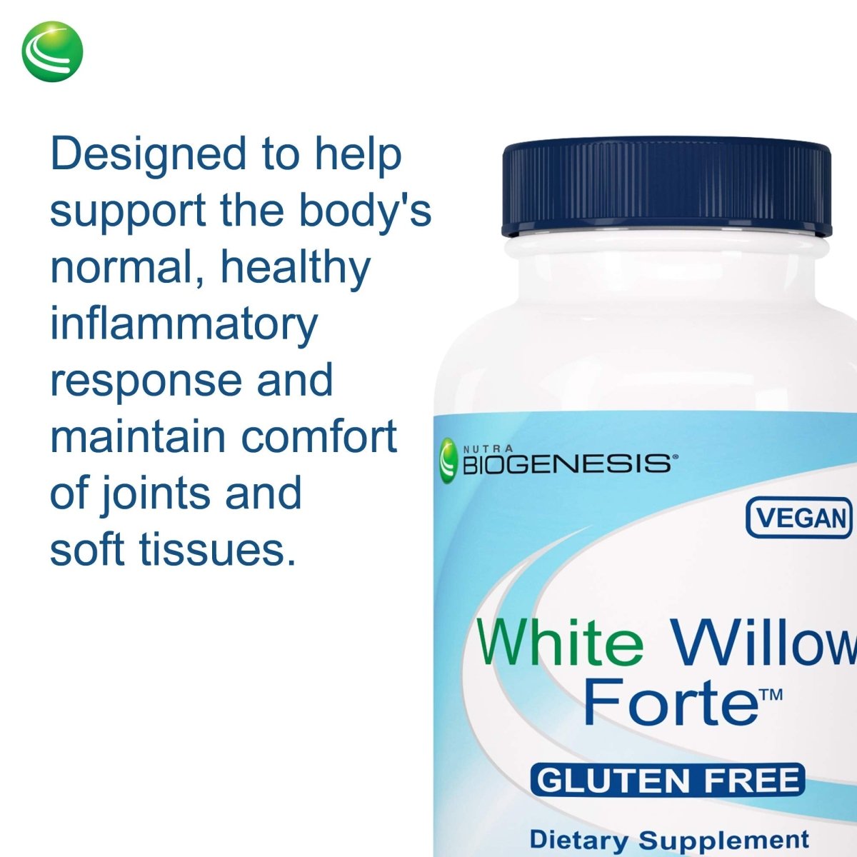 Nutra BioGenesis - Saule blanc Forte - Écorce de saule blanc, Boswellia et Curcuma pour aider à soutenir le confort corporel et l'équilibre des cytokines 10253 - 30 gélules