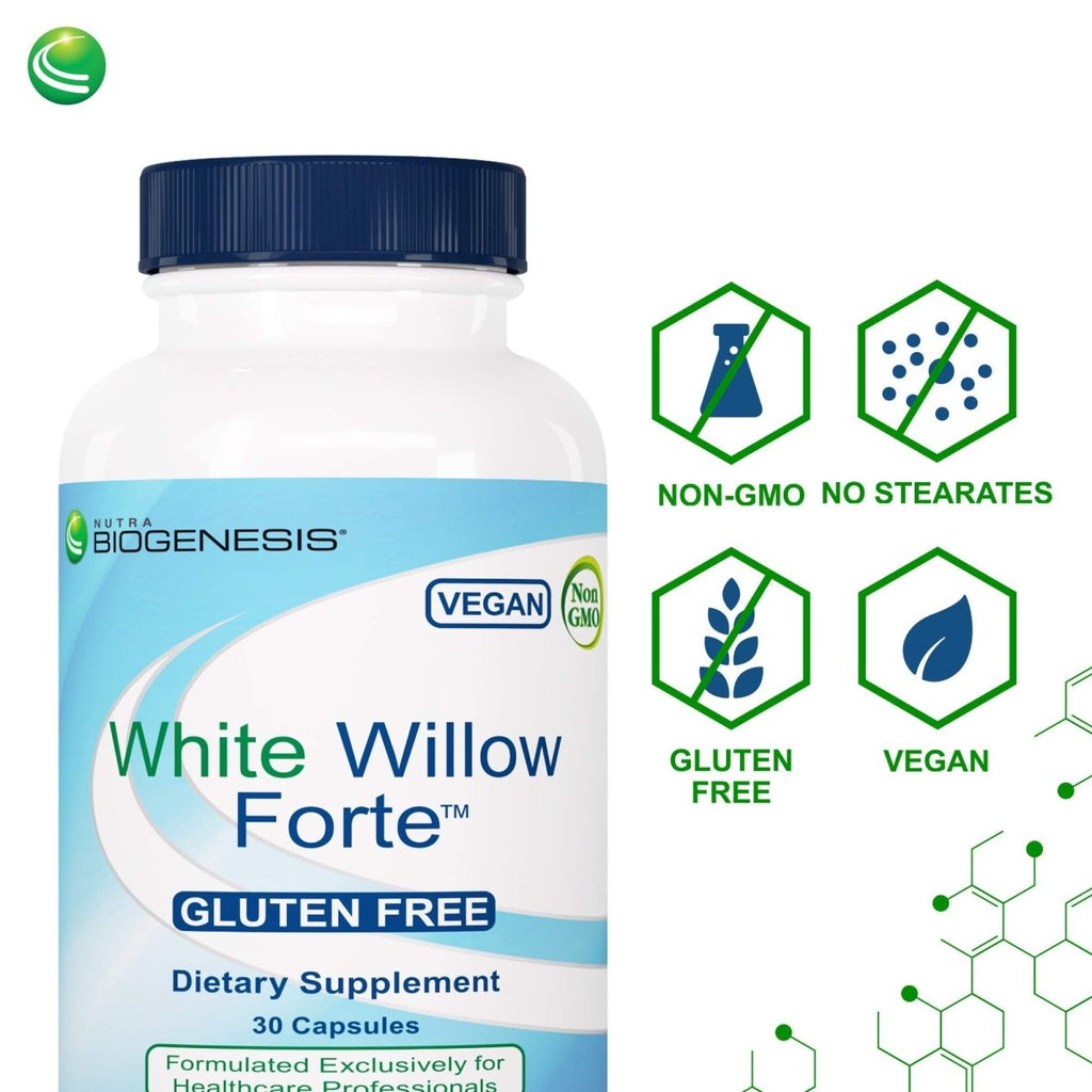 Nutra BioGenesis - Saule blanc Forte - Écorce de saule blanc, Boswellia et Curcuma pour aider à soutenir le confort corporel et l'équilibre des cytokines 10253 - 30 gélules