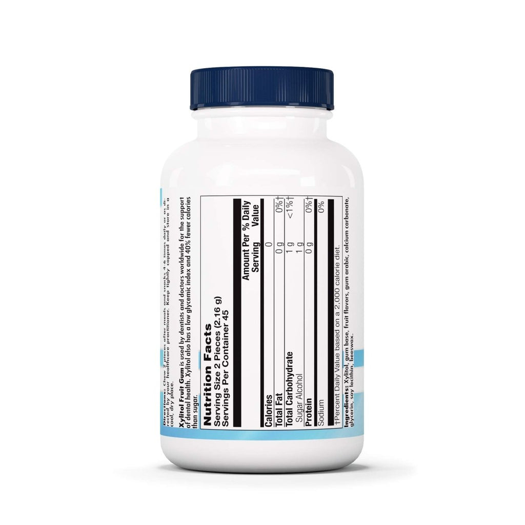 Nutra BioGenesis Gomme au Xylitol - Xylitol et cire d'abeille pour les soins bucco-dentaires et la santé dentaire - 90 pièces, 1 flacon