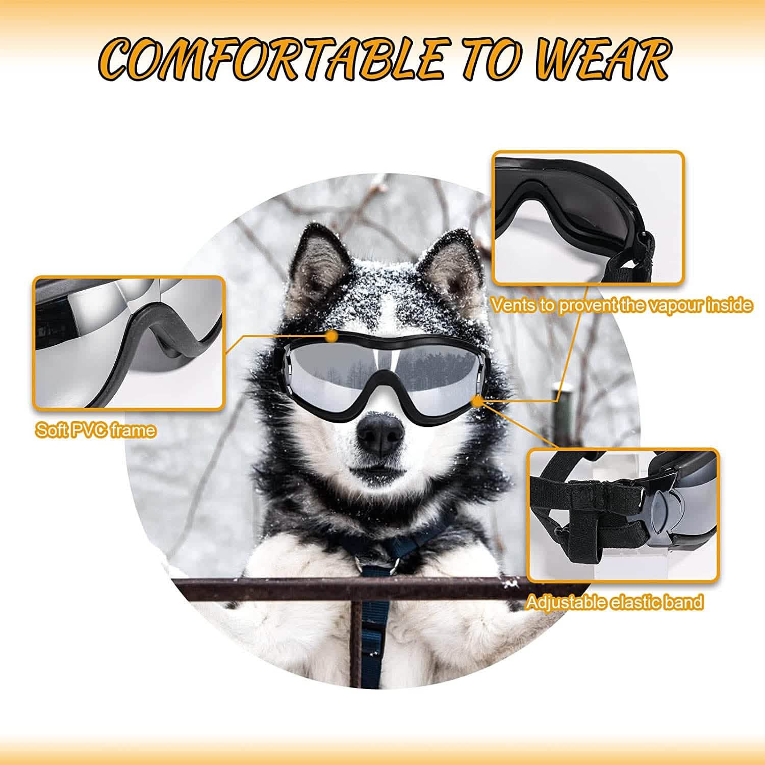 Lunettes de soleil pour chien NVTED avec sangle réglable pour chien moyen ou grand