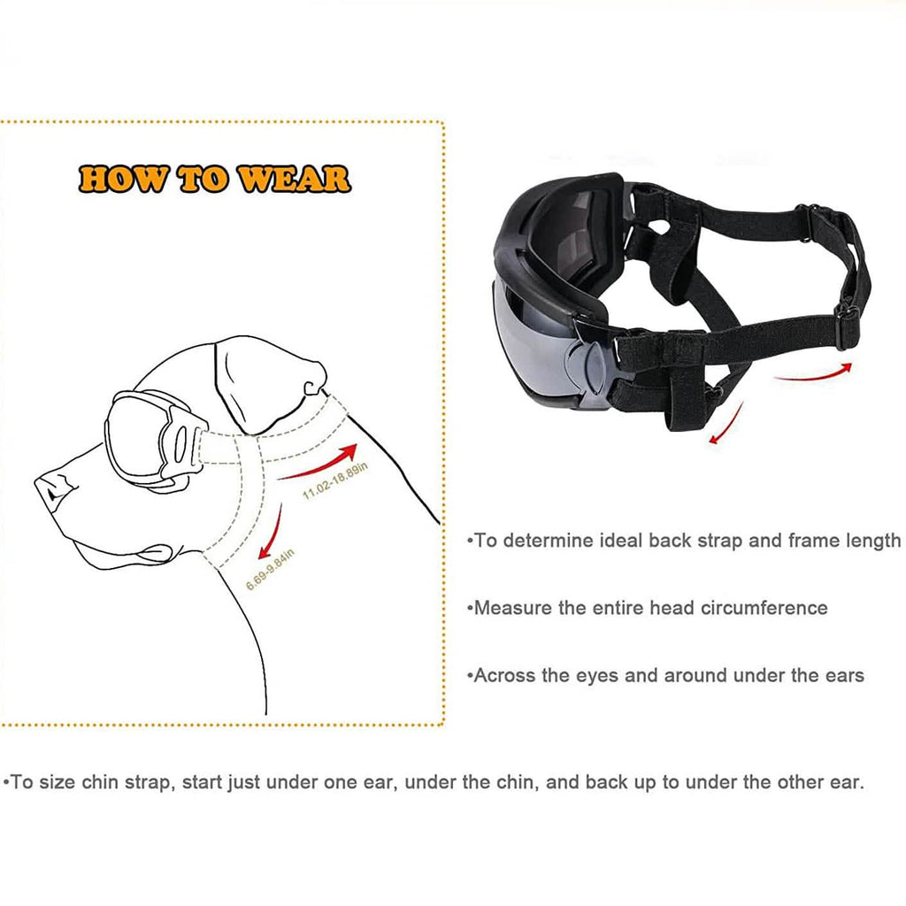Lunettes de soleil pour chien NVTED avec sangle réglable pour chien moyen ou grand