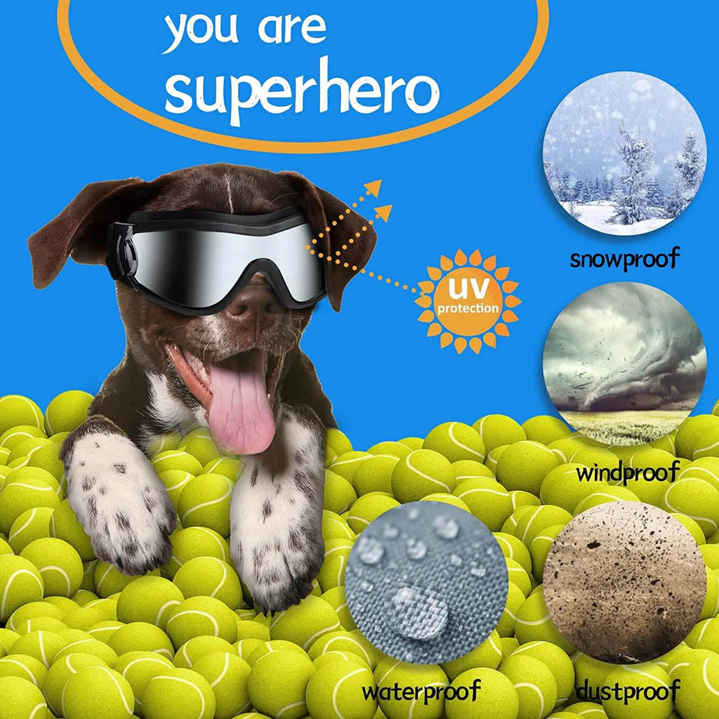 Lunettes de soleil pour chien NVTED avec sangle réglable pour chien moyen ou grand