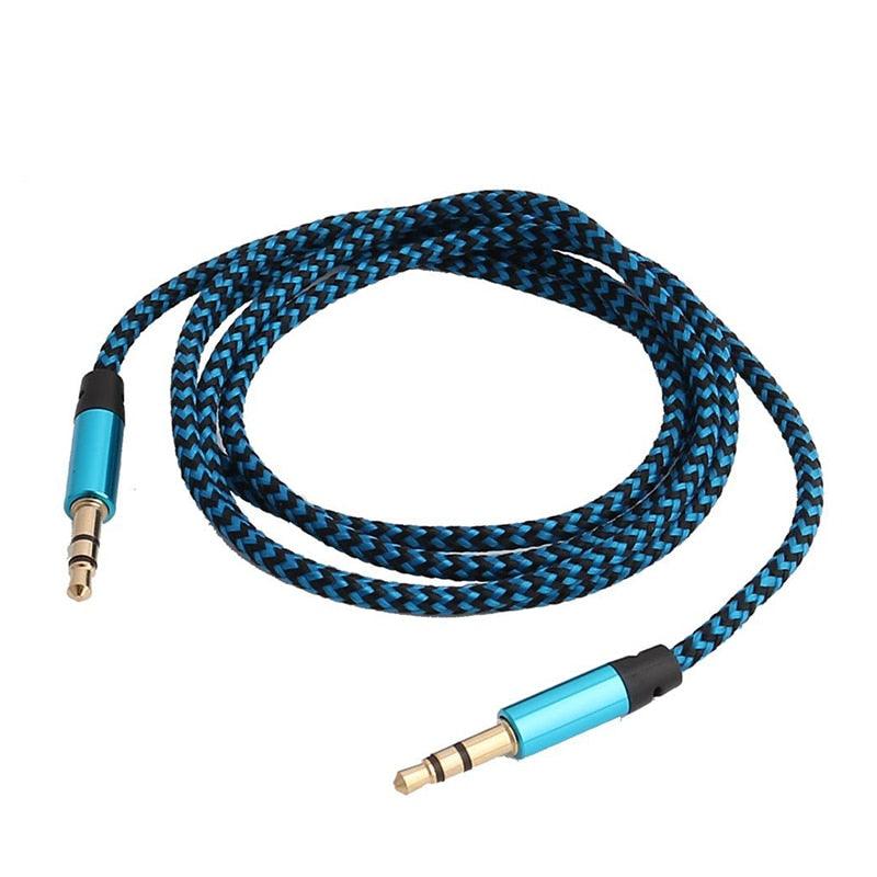 Câble audio auxiliaire 3,5 mm tressé en nylon 1 m pour téléphone portable, voiture, écouteurs, haut-parleurs