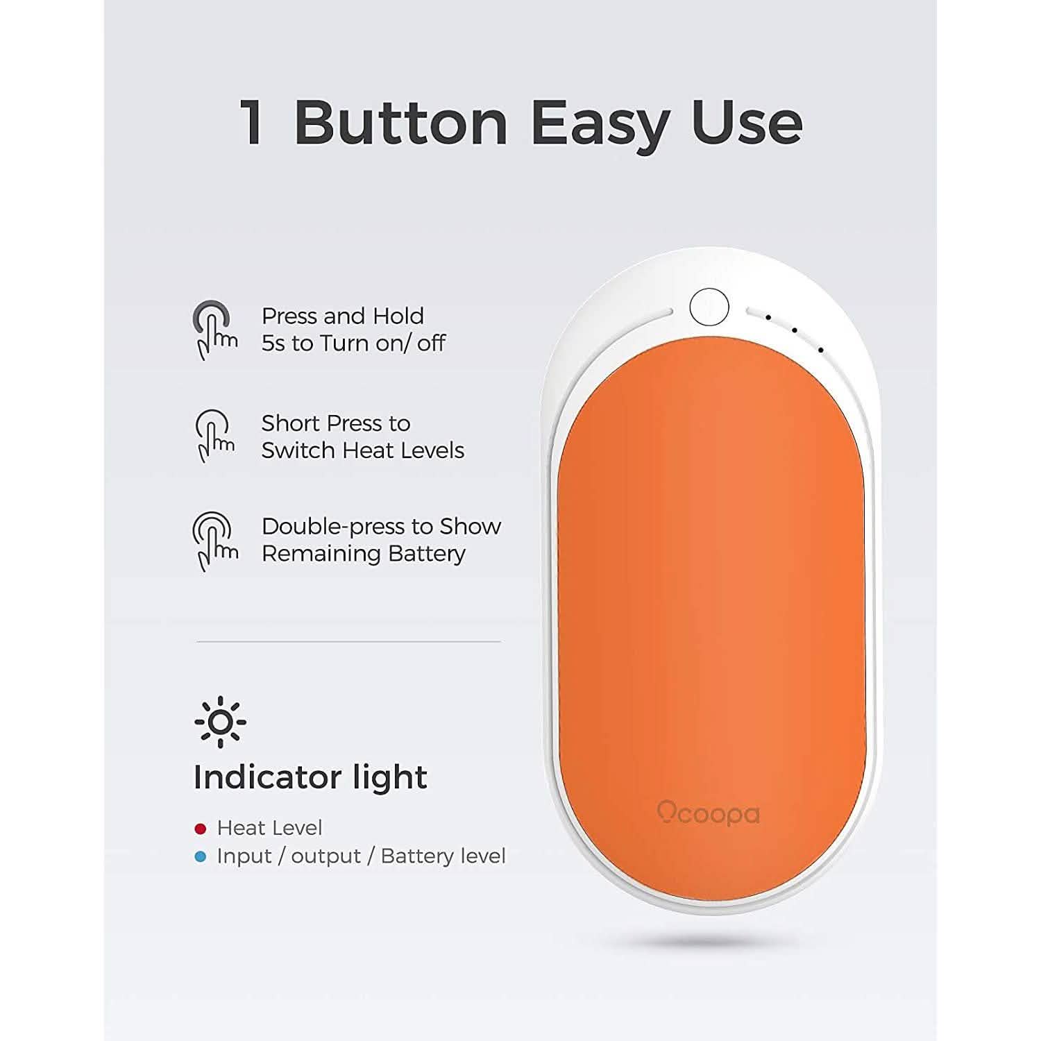Chauffe-mains électrique portable de poche/batterie externe OCOOPA 5200 mAh