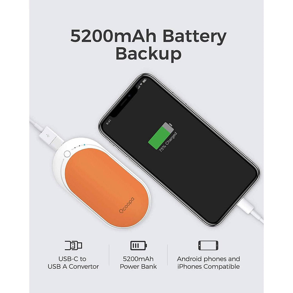 Chauffe-mains électrique portable de poche/batterie externe OCOOPA 5200 mAh