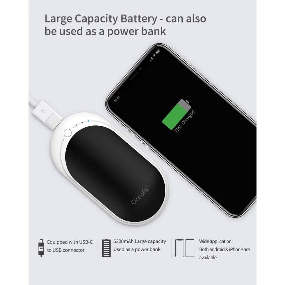 Chauffe-mains électrique portable de poche/batterie externe OCOOPA 5200 mAh