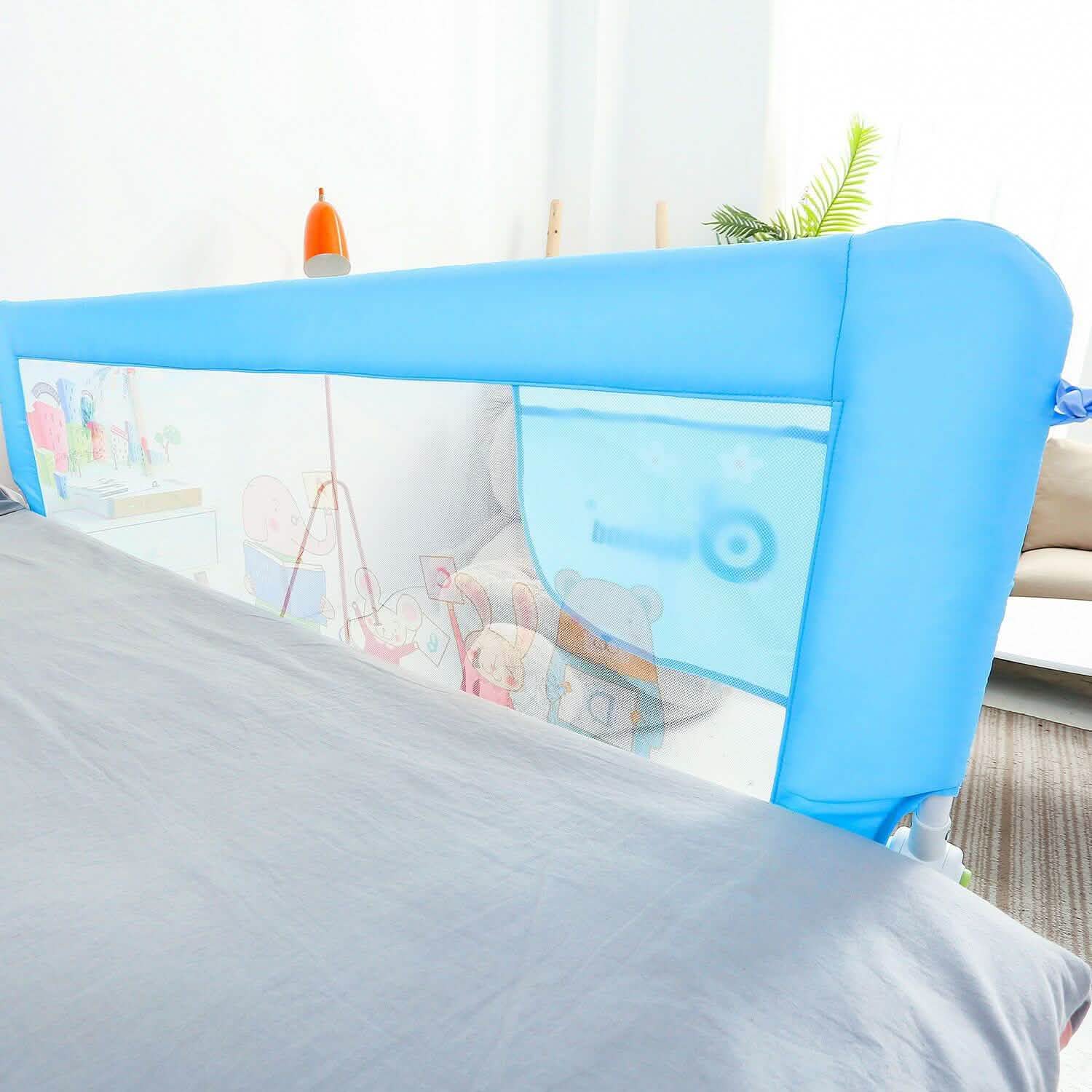 Odoland 180cm 71" Barrière de Lit Sécurité Anti-chute Pliable Bébé Enfant Tout-petit