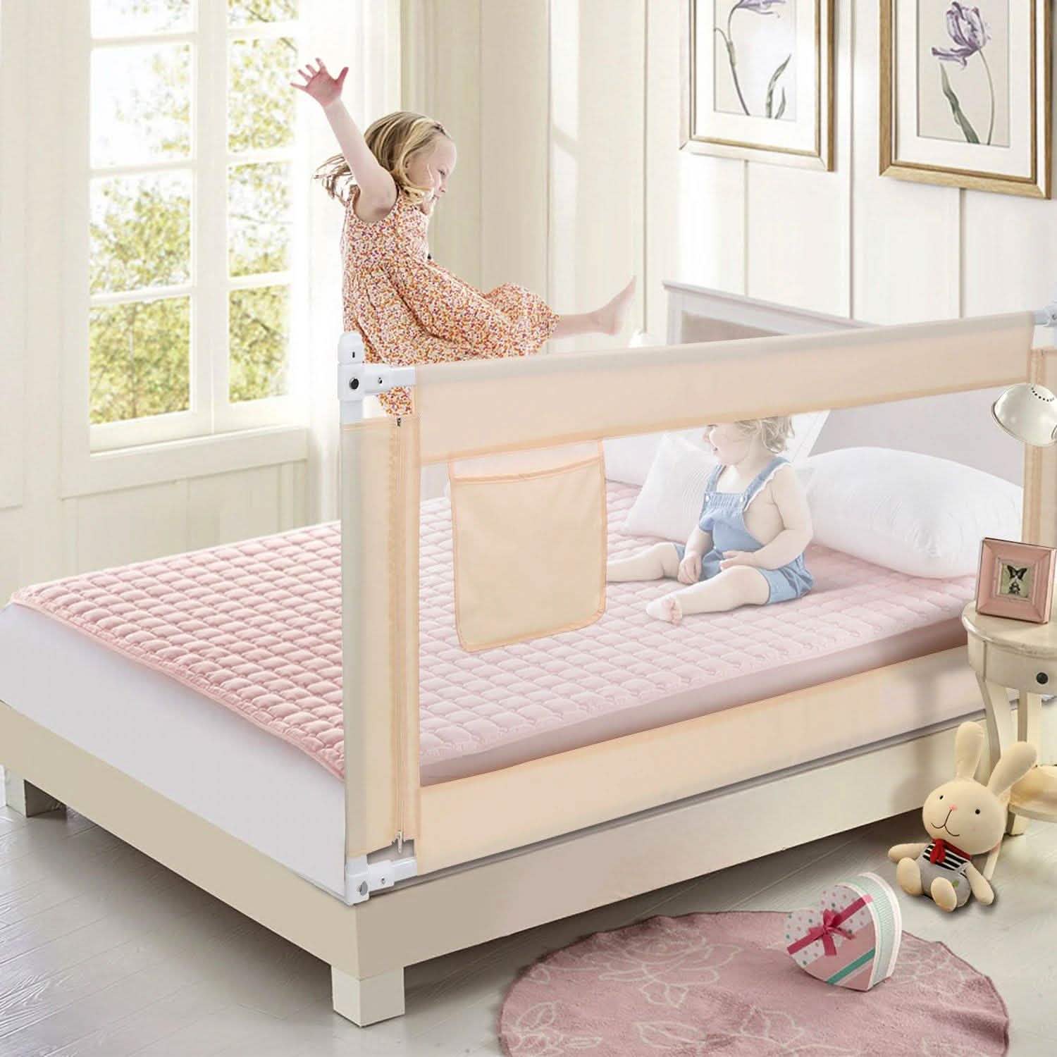 Odoland Barrière de sécurité pliable 178 cm pour lit bébé et tout-petit, protection antichute