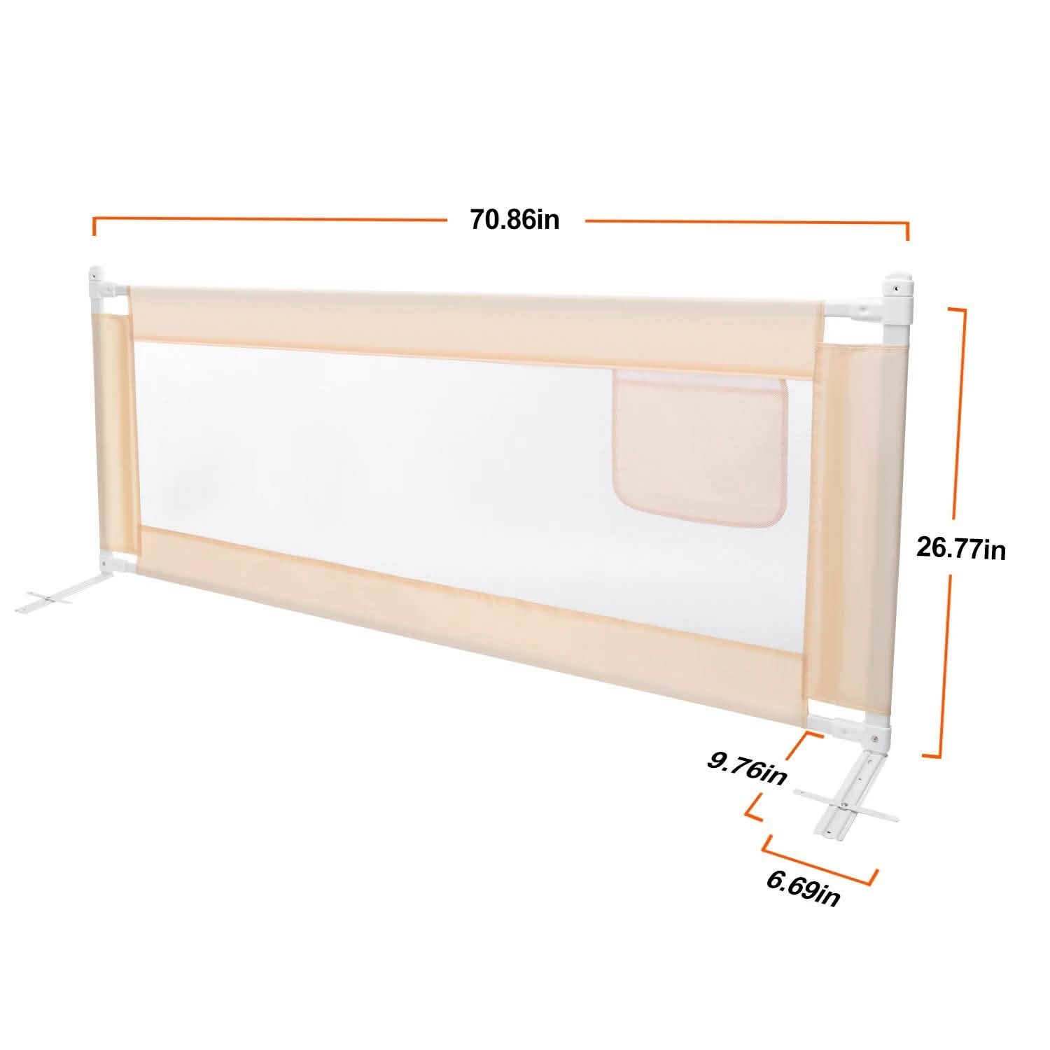 Odoland Barrière de sécurité pliable 178 cm pour lit bébé et tout-petit, protection antichute
