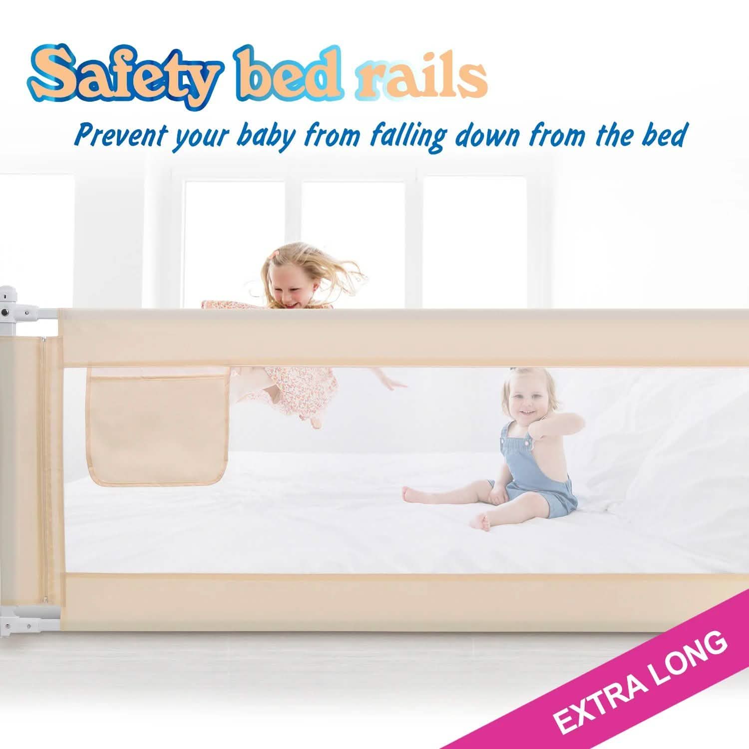 Odoland Barrière de sécurité pliable 178 cm pour lit bébé et tout-petit, protection antichute