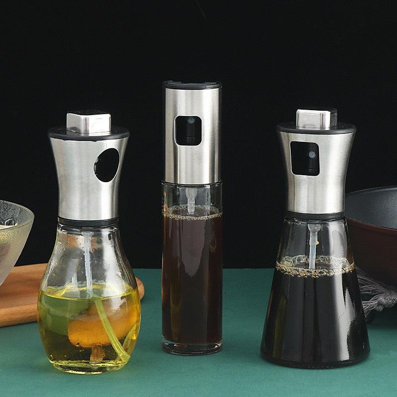 Vaporisateur d'huile pour la cuisson Bouteille de spray multifonction pour barbecue Friteuse à air Bouteille en verre Bouteille d d'huile Distributeur Bouteille de spray pour salade, pâtisserie, grillades, rôtissage, friture