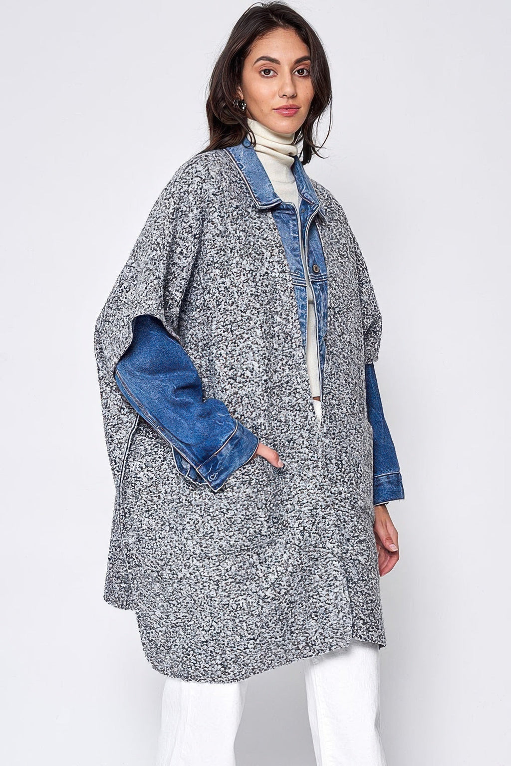 Kimono à poche ouverte sur le devant